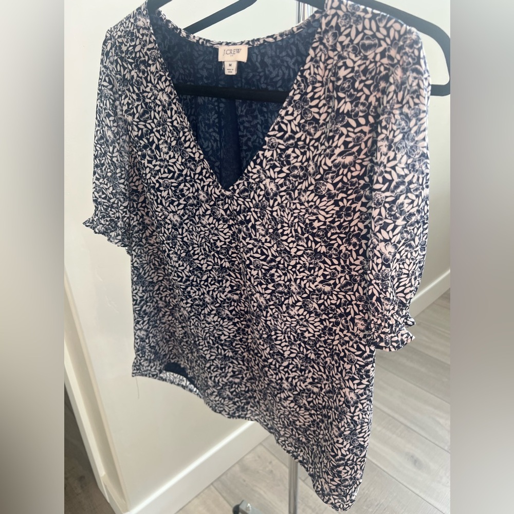 J Crew Medium Floral Lined Blouse